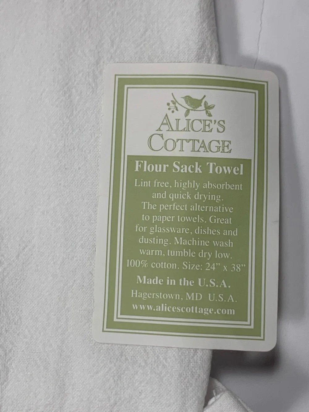 Alice's Cottage Cotton Flour Sack Kitchen Tea Towel Flower Bee Butterfly NEW